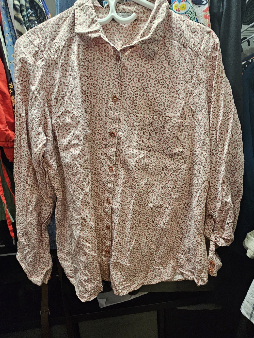 Marks & Spencer Women's Light Pink Printed Button-Up Blouse
